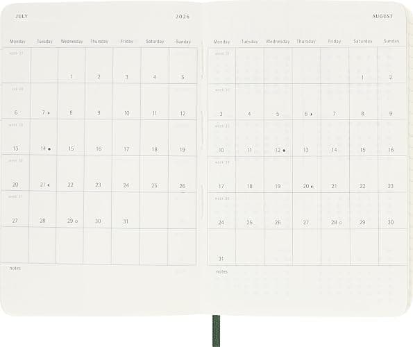 Moleskine Classic 12 Month 2026 Weekly Planner, Soft Cover, Pocket (3.5" x 5.5"), Myrtle Green, 144 pages thumbnail 6
