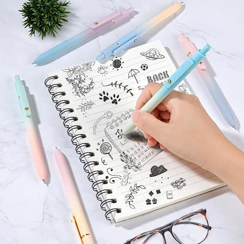 FIOVER Gel Pens, 6 Pcs 0.7mm Comfort Grip Quick Dry Black Ink Pens Fine Point Smooth Writing Pens, Cute Office Back to School Supplies Gifts for Women (6PCS Gradient Black Ink) thumbnail 2