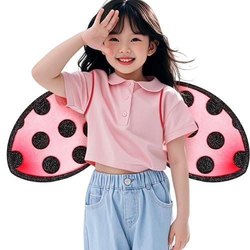 Abaodam Foldable Ladybug Wings for Kids Performance Mesh Cosplay Wing Red Costume Prop Portable Party Accessory for Girls Stage Play thumbnail 5
