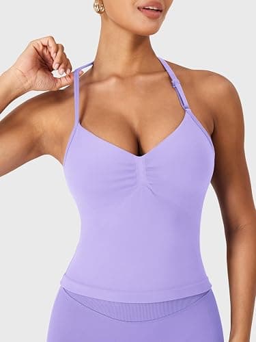 YEOREO SoftHue Impact Longline Strappy Top Women's Halter Workout Tank Tops Backless Gym Longline with Adjustable Strap thumbnail 3