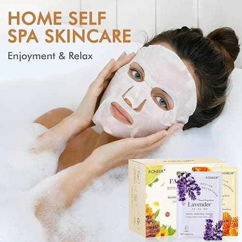 KONEUK 60 Pack Collagen Essence Face Masks Skincare for Women, Hydrating Sheet Face Masks Suitable for Dry and Sensitive Skin, Bulk Facial Masks for Women Skin Care, Face Mask Gifts Set for Spa Party thumbnail 7