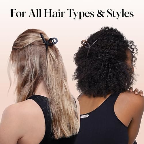 Kitsch Large Hair Clips for Women - Fashionable Loop Hair Claw Clips | Matte Plastic, Easy-Grip | Perfect for Everyday Use & Special Occasions | Ideal Gifts for Women - Tortoise & Black, 2 Pcs thumbnail 5