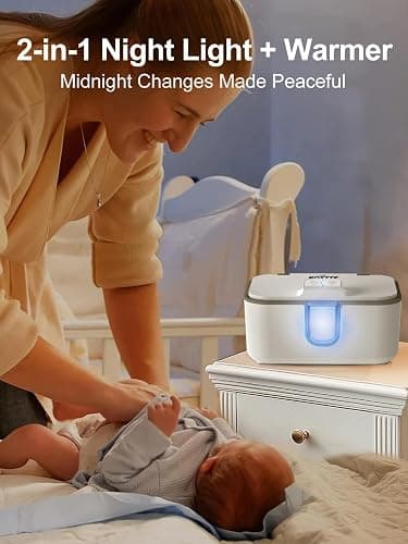KOSTTE Baby Wipes Warmer, Larger Capacity Wipe Dispenser, Even Heating Diaper Wipe Warmer with Night Light, On/Off Switch, White thumbnail 2
