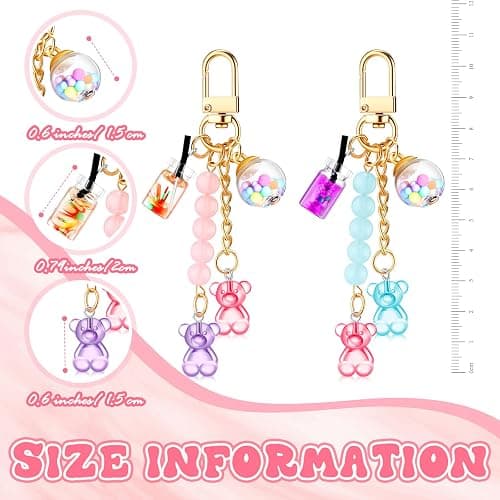Ecally Cute Resin Bear Keychain Macaron Bear Keychains Candy Pendant Jewelry Gift Bag Key Ring Accessories for Girl Women thumbnail 2
