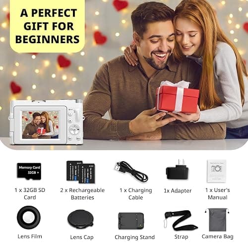 4K Digital Camera for Photography Autofocus, 2025 Latest 48MP Vlogging Camera for YouTube with SD Card, 2 Batteries, 3" 180°Flip Screen Compact Travel Camera for Teens with 16X Zoom (Off White) thumbnail 7