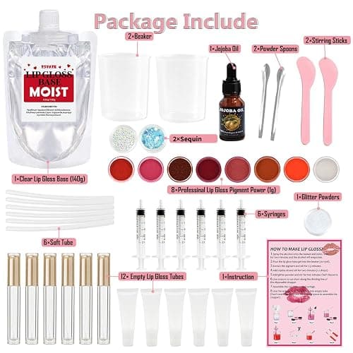 TSVATE Lip Gloss Making Kit, Lip Gloss Kit, Diy Lipgloss Set, Fun Make Your Own Lipgloss Kids Lip Gloss for Girls, Women, Moisturizing Lip Gloss Base, Jojoba Oil, Tubes, Gift for Her thumbnail 2
