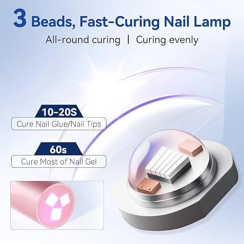 Makartt Handheld Mini UV Nail Lamp Pearl Pink LCD 2 Timer USB | Rechargeable with LCD Display, Cures Gel Polish & Glue, Fast Drying, Ideal for Home & Salon thumbnail 3