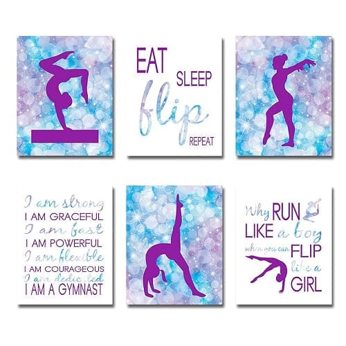 Mirabuy Set of 6 Unframed Gymnastics Wall Art, Gymnastics Wall Decor, Gymnast Wall Art (8" x 10") - Image 1