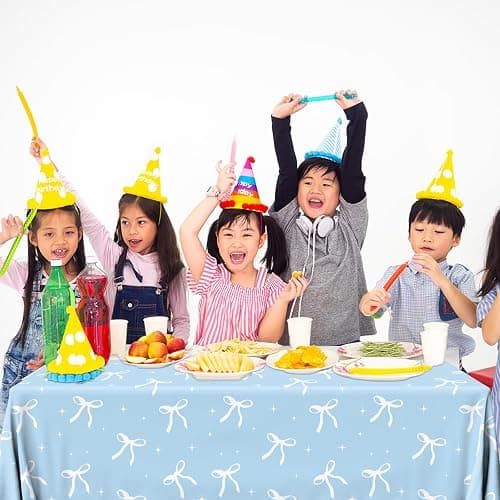 HAKOTI 2Pcs Blue Bow Tablecloth,Coquette Birthday Decorations Bow Theme Plastic Table Cover Blue Bow Rectangle Tablecloth for Girls Women Bachelorette Baby Shower Party Decor thumbnail 2