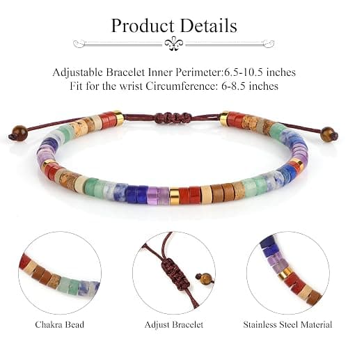 Chakra Bracelets for Women Crystals and Healing Stones Crystal Bracelet Healing Bracelet for Women Christmas Gifts for Woman Spiritual Bracelets for Woman Anxiety 7 Chakras Healing Crystals Meditation Relax Anxiety thumbnail 7