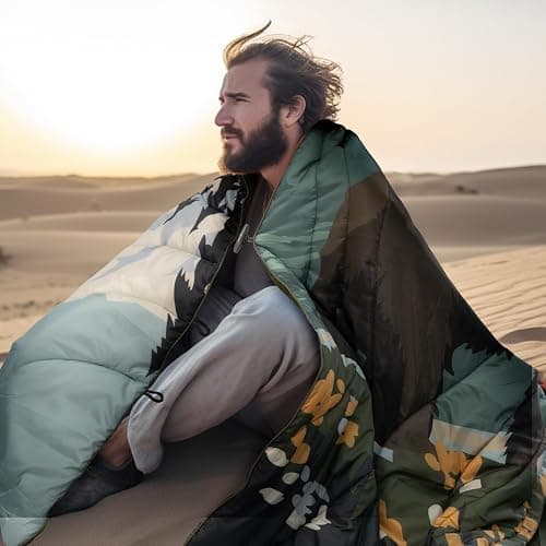 KawaGebo Kamp Camping Blanket Puffy - Outdoor Stadium Blanket Wearable, Lightweight, Packable, Machine Washable Camping Quilt for Traveling, Picnic, Beach, Party thumbnail 9