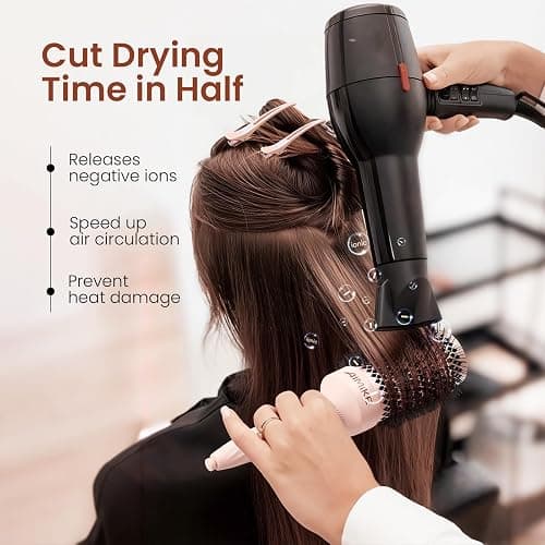 AIMIKE ROSE LUXE Brosse Ronde Brushing, Brosse Cheveux Brushing Grande pour Séchage Rapide, Brosse Brushing Professionnel pour Le Coiffage et L'ajout de Volume, Avec 4 Pince Cheveux Coiffeur, 53mm thumbnail 4