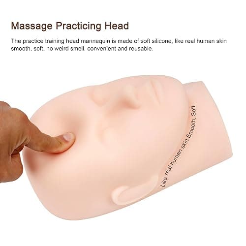 Beayuer Facial Mannequin Practice Training Head for Put on Makeup and Lash Extension Cosmetology Doll Head Soft Touch Rubber Practice Face Model Easy to Clean by Skincare Essential Oil (1 Pc, White) thumbnail 2