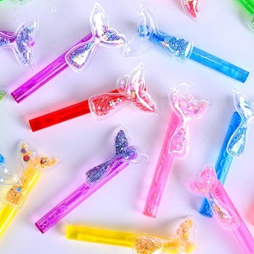24PCS Glitter Mermaid Tail Bubble Wands for Kids Mermaid Party Favors Decorations Supplies, Mermaid Party Pinata Stuffer, Goodie Bags Filler, School Classroom Prizes thumbnail 2