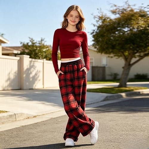 Voxikodex Girls Clothes 2 Piece Long Sleeve Shirt & Plaid Pants Teen Girls Fall Outfits 9-16Y thumbnail 2