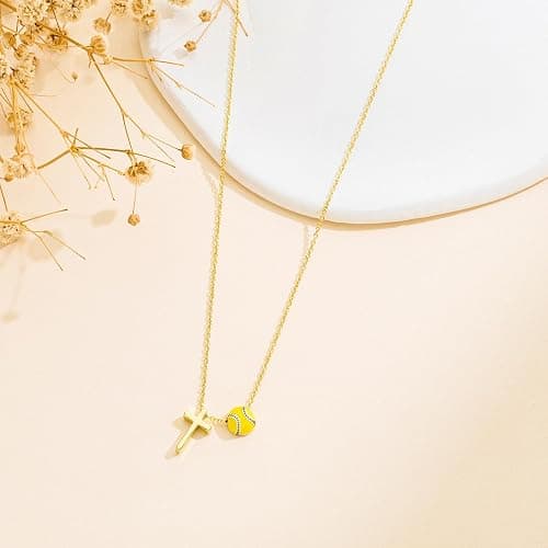 KYROVIA Soccer Softball Volleyball Gifts Necklace for Women Tennis Football Basketball Necklaces Gift Sports Accessories Stuff Jewelry for Lovers 16+3 Inches thumbnail 5