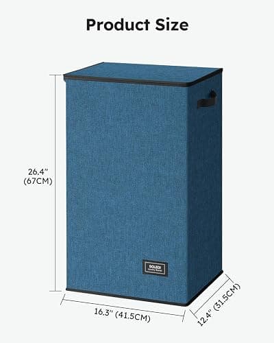 SOLEDI Laundry Hamper with Lid 90L Large & Tall Collapsible Laundry Basket, Clothes Hamper with Bag Removable Easy to Carry, Dirty Hampers for Bedroom, Bathroom, Dorm, College, Blue thumbnail 3