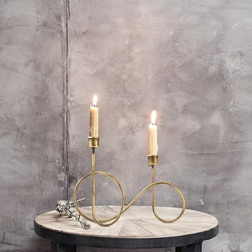 Twisted Brass Style Candle Holder, Candlestick Holder | for Table Decoration, Holiday, Wedding, Housewarming thumbnail 5