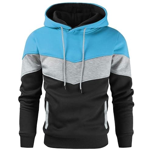 Gesean Men's Novelty Color Block Pullover Fleece Hoodie Long Sleeve Casual Sweatshirt with Pocket - Image 1