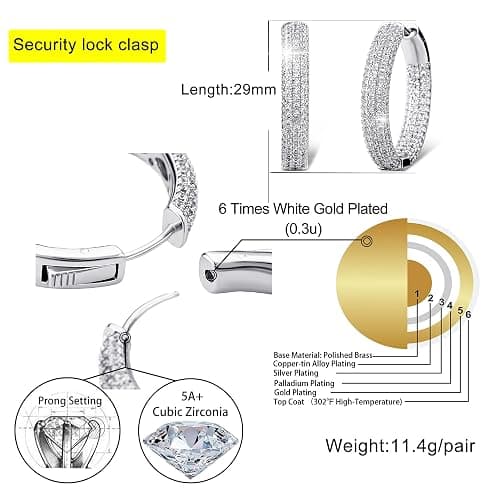 TOPGRILLZ Iced Out Hoop Earrings Cubic Zirconia Huggie Cartilage Cuff Hypoallergenic 14K Gold Plated Luxury Fashion Round Circle Earrings For Men Women thumbnail 2