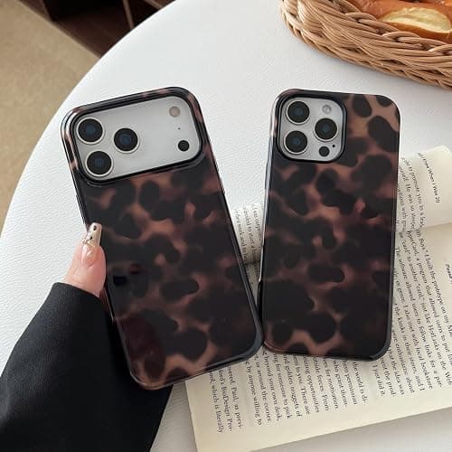 Longlayss Compatible with iPhone 17 Pro Max Case Tortoise Shell Phone Case for Women Girl Shockproof TPU and Hard PC Protective Cover - Amber Brown Leopard thumbnail 8
