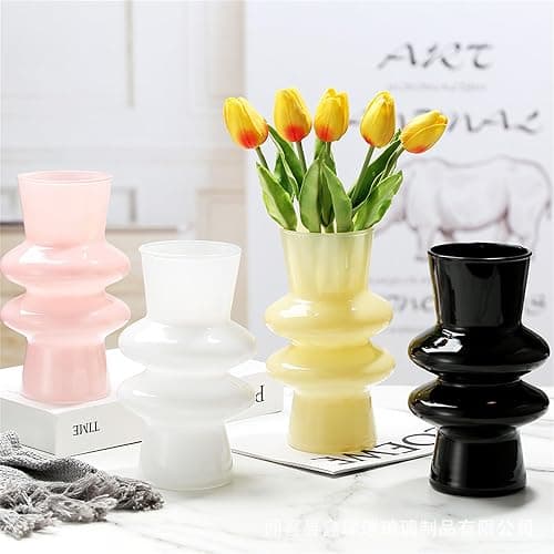 JSPYFITS Modern Glass Vases, 7.87" Tall Four-Layer Glass Vase Bubble Flower Vases Decorative for Home Décor, Decorative White Glasses Table Vase for Wedding Housewarming Gift thumbnail 7