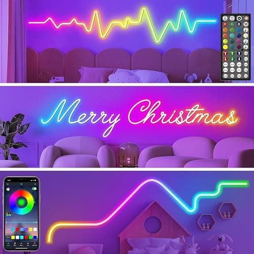 LETIANPAI 32.8Ft Neon Rope Lights,Flexible Led Rope Lights Control with App/Remote,Multiple Modes Rope Lights,IP65 Outdoor RGB Led Neon Lights Waterproof,Music Sync Gaming Led Light Strip (32.8FT) thumbnail 4