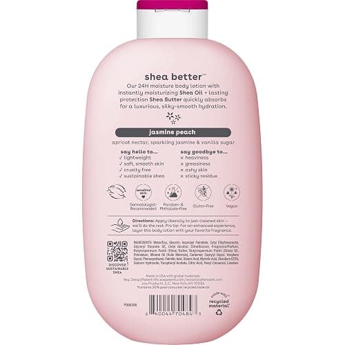 eos Shea Better Body Lotion Jasmine Peach, 24-Hour Moisture Skin Care, Lightweight & Non-Greasy, Natural Shea, Vegan, 16 fl oz thumbnail 11
