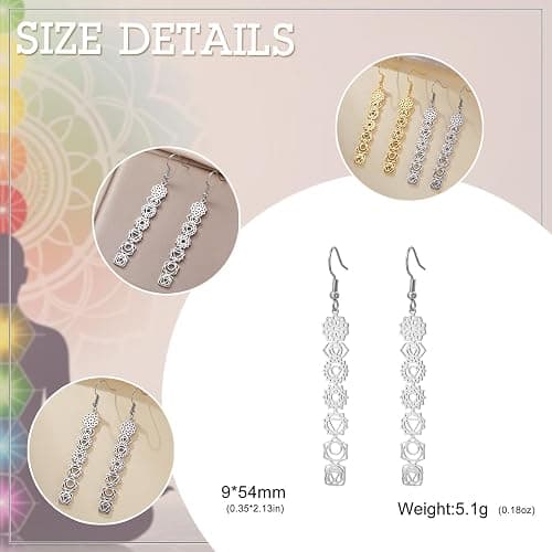 Dreamtimes 7 Chakra Earrings for Women Stainless Steel Spiritual Healing Pendant Earring for Meditation Yoga Lover for Christmas thumbnail 5
