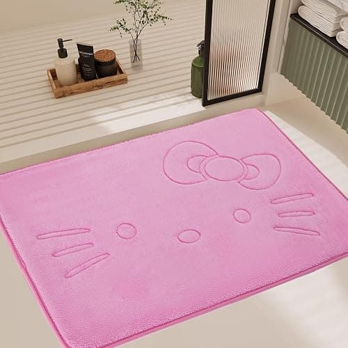 Cute Cartoon Pink Area Rugs for Bedroom Living Room Bathroom Rugs Bath Mat Door Mat Super Soft Memory Foam Design Non Slip and Absorbent 15.75 x 23.62 Inch - Image 1