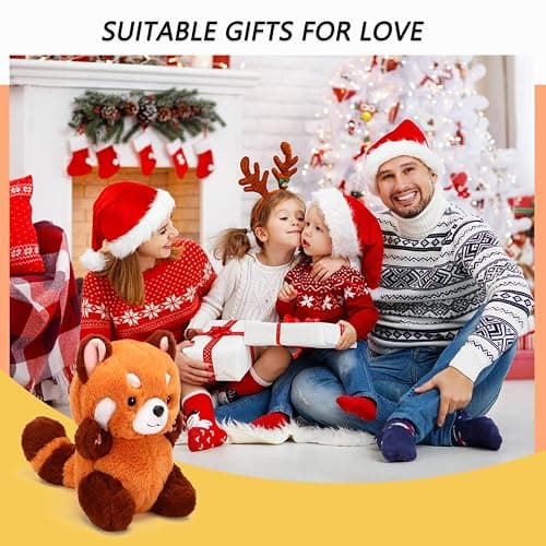 Riuhot Cute Red Panda Plush Toy - Stuffed Animal Gift for Girlfriend, Kids Birthday - 9" Red Panda thumbnail 2