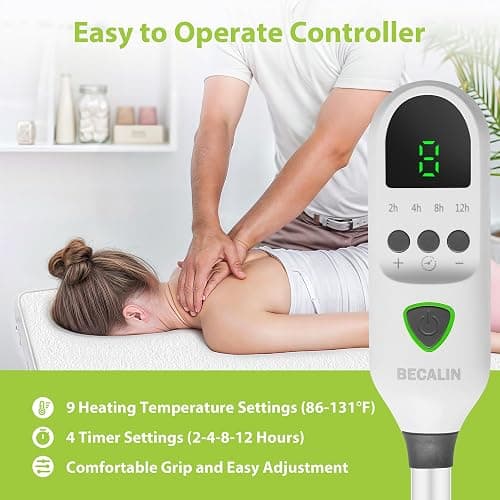Massage Table Warmer Heating Pad Professional SPA Massage Bed Warmer with Timer, 9 Heat Settings, Overheat Protection for Massage Bed & Spa, Thickened & Soft Fleece, 30" x 71", with Face Hole thumbnail 2