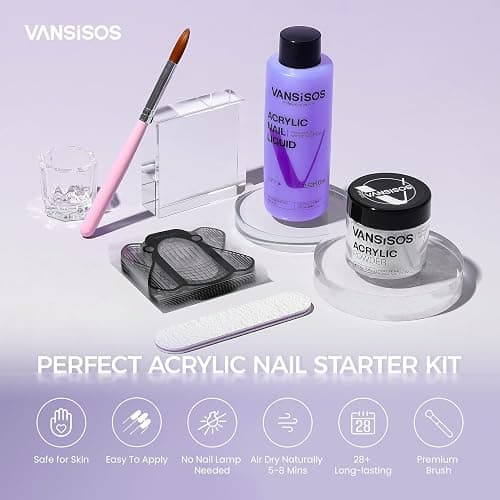 VANSISOS Acrylic Nail Kit: 30g Clear Acrylic Powder and 75ml Liquid Set with Nail Brush and Forms Nails Extension Kit for Beginners for Home DIY Salon Nails Application thumbnail 7