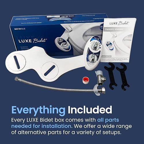 LUXE Bidet NEO 120 - Single Nozzle, Self-Cleaning, Non-Electric Bidet Attachment for Toilet Seat, Adjustable Water Pressure, Rear Wash (Blue) thumbnail 4