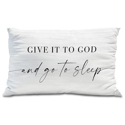 Knibeo Give It to God and Go to Sleep, Decorative Pillows Covers for Bed, Throw Pillows Cover for Bed,12x20 Pillow Cover,Decorative Bed Pillows for Bedroom Room(12x20, White) - Image 1