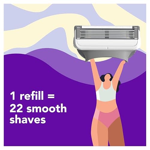 joy Razors for Women, 1 Handle, 4 Razor Blade Refills, Lavender, Lubrastrip to Help Avoid Skin Irritation - 1 handle + 4 refills thumbnail 4