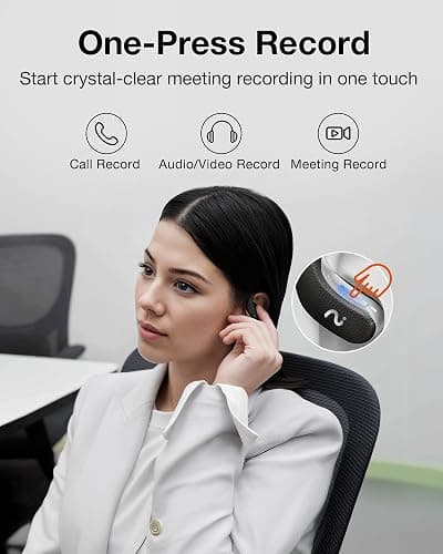 VIAIM OpenNote AI Voice Recorder – Open Ear Headphones with FlashRecord, Call Recording, Real-Time Transcription, Translation, AI Assistant, for Students, Professionals & Interview Recording, Black thumbnail 2