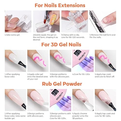 Modelones Builder Nail Gel - 15g Clear Solid Builder Gel for Nails, Nail Extension Gel Nail Kit 3D Sculpting Gel for Nail Art Manicure Set with Nail Forms and Silicone Pen Professional DIY at Home thumbnail 8