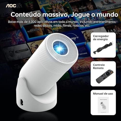 AOC Mini Projector with WiFi and Bluetooth, Smart Projector Full HD 4K Support with 180° Rotation Adjustment, 220 ANSI,8000 Lumens,Vertical Auto Keystone Correction, Short Throw Projector for Phone thumbnail 8