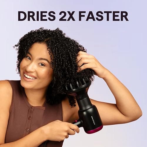 Wavytalk Hair Dryer with Diffuser, Blown Away Ionic Hair Dryer for Curly Hair with Comb, 1875W Fast Drying Blow Dryer with Ceramic Technology, 3 Attachments for All Hair Types, Light and Quiet, Black thumbnail 3