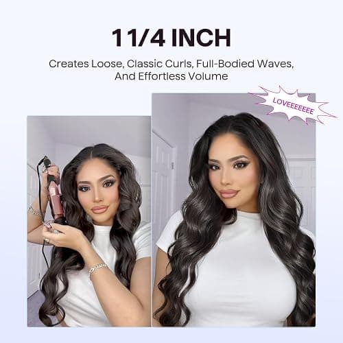 Wavytalk 3 in 1 Curling Wand Set, Multi Curl, Curling Iron Set with Heated Round Brush, Flat Iron Hair Straightener, 1 1/4 inch Curling Iron, Dual Voltage Hair Curler(Pink) thumbnail 5