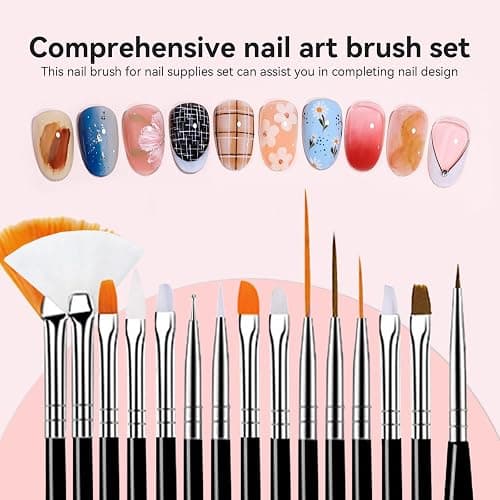 ESUOHYM 27 PCS Nail Art Brushes Set with Brush Stand Nail Sculpture Pen Dotting Tools For Paint 3D Nails,Nail Design Brush for Acrylic Gel Dip Powder Nail Extensions,French Manicure,for Home Salon thumbnail 2