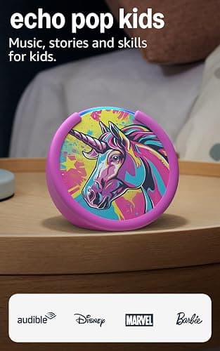 Amazon Echo Pop Kids (newest model), Designed for kids, Designed for Alexa+, parental controls, Includes 6 months of Amazon Kids+, Unicorn thumbnail 9