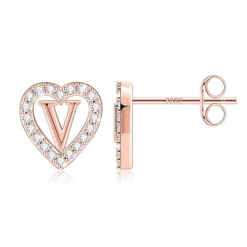 Anoup Christmas Gifts for Grandkids Girls Earrings - S925 Sterling Silver Post CZ Hypoallergenic Stud Heart Initial Earrings for Women Kids Jewelry Stocking Stuffers for Teen Girls Birthday Gifts - Image 1