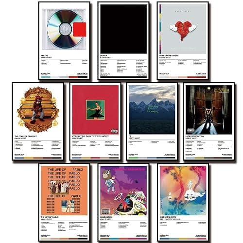 Kanye Poster West Album Cover Music Poster (Set of 10) Unframed 8x12inch(20x30cm) - Image 1