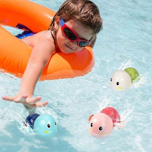SEPHIX Bath Toys for Toddlers 1-3, Cute Swimming Turtle Bath Toys for 1 2 Year Old Boy Girl Gifts, Water Pool Toys for Baby Toddler Toys Age 1-4, Wind-up Infant Bathtub Toys, 3 Pack thumbnail 2