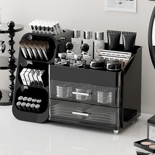 Makeup Organizer with Drawers for Vanity,Spacious Cosmetic Display Case,Perfect Storage Solution for Your Beauty Essential (Black) thumbnail 3