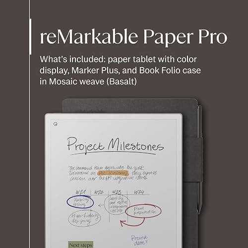 reMarkable Paper Pro Bundle – Mosaic Weave | Includes 11.8” reMarkable Paper Tablet, Marker Plus Pen with Eraser, and a Book Folio Cover in Mosaic Weave – Basalt thumbnail 2