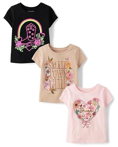 The Children's Place Baby-Girls and Toddler Unicorns,Butterflies,Trends Short Sleeve Graphic T-Shirts,3 Pack - Image 1