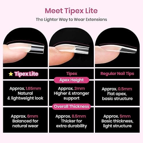 Beetles Tipex Lite Instant Apex Nail Tips, Long Stiletto, 16 Sizes(00-14) | No Builder Gel Needed, Etched-free Acrylic Nails for DIY Salon-look False Nail Extensions, Full Cover Soft Gel Tips thumbnail 7